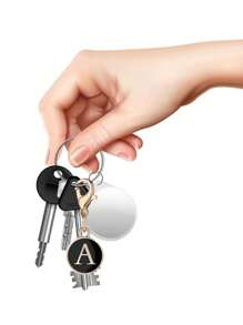 1pc Black-Color A-Z Letter Keychain, Suitable For Bag Pendant, Backpack Decor, Car Hanging Accessory, Daily Gift For Women