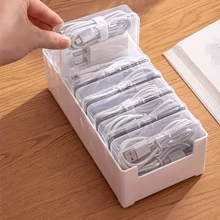 1 Set de cajas organizadoras de cables translúcidas, caja organizadora de cables compacta, gestión sencilla de cables para cables de datos y cargadores, sistema de gestión de cables de carga - solución sin enredos para el escritorio en el hogar y la oficina