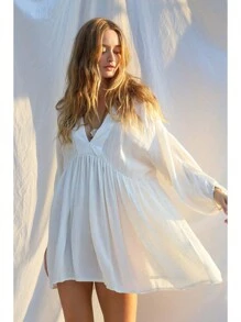 Top Vestido de Mujer para Playa - Blanco - Ver 2