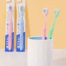 1/6牙刷6种颜色宽头软毛手动成人牙刷立体刷毛宽细头 - 彩色 - 查看 7