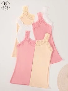 6 PCS Women Summer Tank Tops Lace Sleeveless Camisole