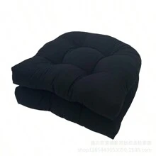 2PCS U-Shaped Cushion Wicker Chair Seat Pads Waterproof Outdoor Garden Furniture Pads Solid 6" Thick Tufted Wicker Seat Cushion Sets Waterproof 2 Pieces Wicker Furniture Cushions Outdoor Cushions For Patio Furniture - 黑色 - 查看 9