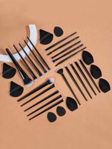 MAANGE 30pcs Professional Makeup Tools Set With 20pcs Facial Makeup Brushes & 4pcs Beauty Sponge With Box & 3pcs Mini Air Cushion Puffs & 3pcs Triangle Powder Puff, Powder, Blush, Eyeshadow, Shadow, Eyebrow, Eyelash, Eyeliner, Highlight, Blending, Concealer Brush, Travel-Friendly, Gift For Women & Girls