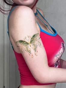 1Pc Butterfly Temporary Tattoos Waterproof Sweatproof Realistic Faux Fake Tattoos For Woman And Men Tattoo Stickers For Arm, Chest, Leg, Abdomen, Waist Modernist Body Art