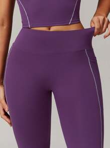 MASKERT 春夏女套装运动套装瑜伽套装背心裤套装健身服运动套装网球服锻炼居家休闲舒适亲肤 - 紫色 - 查看 7