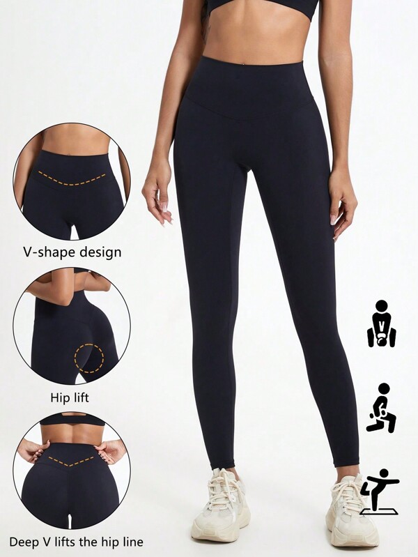 1 pezzo Pantaloni yoga vita alta modellanti il bacino, pantaloni traspiranti color nude da indossare all'aperto, leggings adatti per palestra, corsa e allenamento