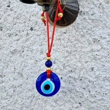 Đồ trang trí treo xe hơi mắt xanh thủ công - Bùa mắt ác với hạt vàng và xanh - Dây đỏ - Bùa hộ mệnh cho - Trang trí xe hơi độc đáo & Trang trí nhà cửa - Ý tưởng quà tặng đặc biệt Quà tặng sinh nhật tốt nghiệp - Màu xanh lam - Xem 4
