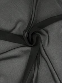 2pcs/Set Muslim Fashion Outfit - 1pc Elegant Loose Rhinestone Trim Chiffon Muslim Long Robe, 1pc Knitted Underskirt Dress, Modest - Black - View 5