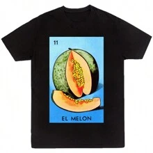 Playera Negra Hombre El melón Casual 100% Algodón - Negro - Ver 4