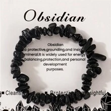 1 件时尚能量半宝石手链天然石石英 8 毫米弹性手链适合女士男士友谊珠宝礼物 - 彩色 - 查看 13