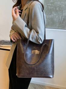 2 件套：大容量母女手提包，休闲简约单肩包，时尚百搭通勤、购物、上学、约会手提包，适合女士