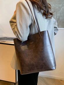 2 件套：大容量母女手提包，休闲简约单肩包，时尚百搭通勤、购物、上学、约会手提包，适合女士