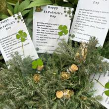 3-Piece St. Patrick's Day Card With Leprechaun Text, Lucky Four-Leaf Clover And Jar Of Treasure, The Perfect St. Patrick's Day Gift For Family And Friends (Includes A Card, A Real Four-Leaf Clover, And A Jar Of Treasure). - Multicolor - View 8