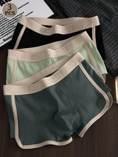 3pcs Men's Fashion Belt Design Briefs, Elastic Soft Breathable Comfort Underpants