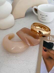 1pc Retro Exaggerated Fashion Punk Style Asymmetrical Acrylic Bracelet, Simple Thick Heavy Jewelry, Multi-Color Charm Bangle, Suitable For Women's Daily Commute, Gathering With Friends, Romantic Holidays, Street Photography, Fashion Shows And Jewelry - Fashionable Chunky Bracelet - View 8