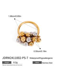 Uworld 1 pieza de un anillo de acero inoxidable con baño de oro de 18K de diseño a juego en color dorado y plateado, con esfera metálica de moda y personalizado, adecuado para fiestas, vacaciones, festivales, ir al trabajo, etc. - diseño de bola de metal - Ver 13