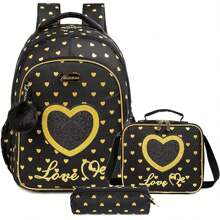 3PCS School Backpacks For Girls Kids Backpack Set With Lunch Box Pencil Bag Elementary Primary Book Bags Fashionable Multi-Layer Backpack - Multicolor - View 3