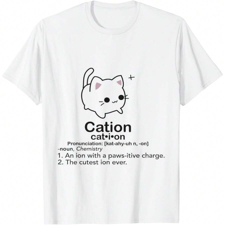 Cat Ion Chemistry Cute Pun T Shirt T-Shirt.Jpg - White - View 1