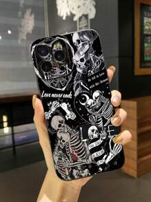 1个骷髅情侣防震手机壳，兼容苹果/三星/Infinix/红米/OPPO/vivo/Realme，防水防摔防刮。 - 黑色 - 查看 1