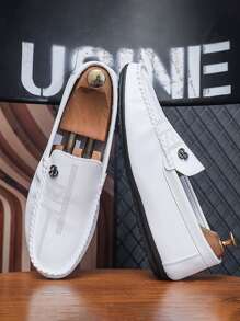 Giày lười công sở thường ngày cho nam, giày lười rỗng thoáng khí thời trang - trắng - Xem 5