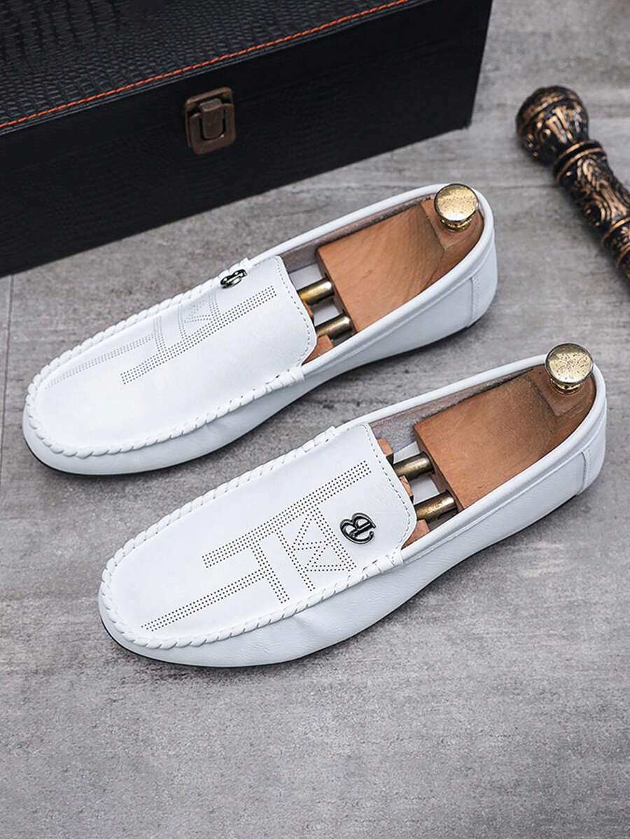 Giày lười công sở thường ngày cho nam, giày lười rỗng thoáng khí thời trang - trắng - Xem 1