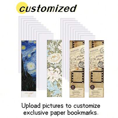 Marcadores de papel personalizados em 10/30/50/100 unidades - Carregar imagem, personalizar marcadores, presente perfeito para leitores, adequado para o dia dos namorados, Natal, Halloween, design adorável