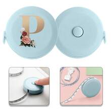 150cm/59in Mini Retractable Tape Measure, Dual Scale Flexible Sewing Ruler With Metallic Letter Pattern, Portable Clothing Measurement Tool Accessory - Blue - View 18
