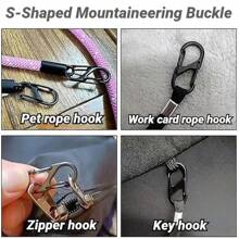 Móc khóa Carabiner kim loại 8/12 chiếc, kẹp hợp kim hình chữ S, thích hợp cho cắm trại ngoài trời, đi bộ đường dài, du lịch - Khóa hợp kim hình chữ S - Xem 5