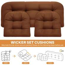 3-Piece Cushion Set Loveseat Settee Tufted Outdoor Waterproof Bench Seat Cushion Tufted Seat Cushions 3PCS/Sets Waterproof 3 Pieces Outdoor Furniture Cushions For Patio Furniture - 棕色 - 查看 4