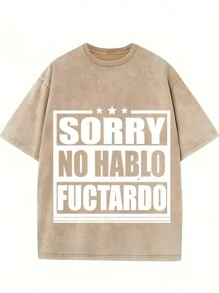 1 Piece, Sorry, I Didn't Mention Fuctardo Print, Men's Round Neck Short Sleeved Casual Cotton T-Shirt, Suitable For Daily Wear - Khaki - View 1
