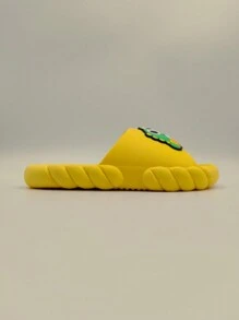 1 par de chanclas abiertas con diseño de dibujos animados para niños, hechas de PVC, cómodas y antideslizantes para interiores, exteriores, hogar, baño, verano