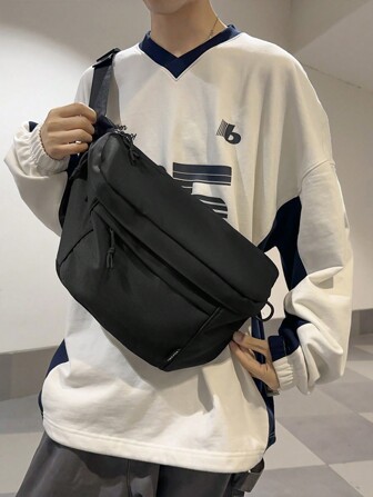 Casual Chest Bag, Couples, Fashion Shoulder Crossbody Bag, Large Capacity, Nylon, Black, White, Multi-Layer Messenger Bag, Sling Bag Travel Essentials Holiday Essentials Bag For Men Fanny Pack Bags Men Summer Back To School The Sporty Life Belt Summer Bag Springbreak Vacation Bag Pack Belt Bag Waist Bag School Supplies Belts New Life Items For Students Men Essentials Side Bag Graduation Small Bag For Men Body Bag For Men Belt Bag For Men Hiking Accessories