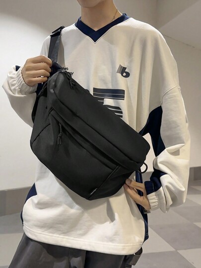 Casual Chest Bag, Couples, Fashion Shoulder Crossbody Bag, Large Capacity, Nylon, Black, White, Multi-Layer Messenger Bag, Sling Bag Travel Essentials Holiday Essentials Bag For Men Fanny Pack Bags Men Summer Back To School The Sporty Life Belt Summer Bag Springbreak Vacation Bag Pack Belt Bag Waist Bag School Supplies Belts New Life Items For Students Men Essentials Side Bag Graduation Small Bag For Men Body Bag For Men Belt Bag For Men Hiking Accessories