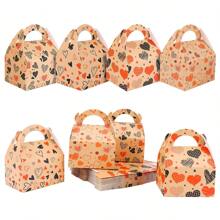 4pcs Heart-Shaped Printed Valentine's Day Paper Gift Box 4 Valentine's Day Gift Box Candy Snack Biscuit Cardboard Box Valentine's Day Party Gift Box - Multicolor - View 2