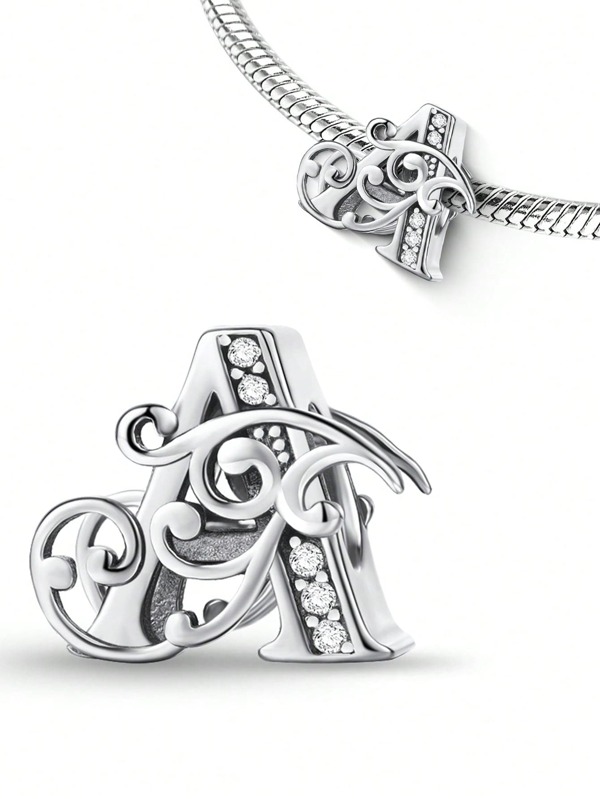 1 Pc Fashionable 925 Silver  26 Letters Beaded Charm Bead for Women Fit Bracelets Bangles DIY Jewelry Making Anniversary Gift Fine Ladies jewellery