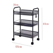 1PC 3-Tier Storage Trolley Cart On Wheels Kitchen Bathroom Laundry Narrow Space Rack Bathroom Decor Summer Black - Black - View 2