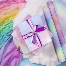 4 Stücke/Set bunte Regenbogendesign Geschenkpapiere, Geburtstagsggeschenkpapier, 4 Designs, geeignet für Frauen, Feiertag Party Dekorationen Geschenkpapierset, Weihnachten