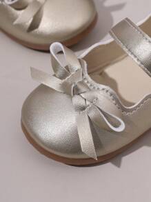 Girls' Fashion Sweet Cute Mary Jane Pumps, Bow Decor, Simple And Comfortable, Lightweight, Suitable For Spring & Summer - Gold - View 9