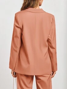Women's Spring Two-Piece Work Suit Casual Loose Long Suit Jacket And Formal Wide Leg Pant Suit With Pockets - Orange - View 6