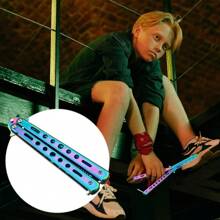 Professional Butterfly Brush Suitable For All Hair Types Fine-Tooth Stainless Steel Bristles Metal Folding Design Safe For Practice - Purple - View 1