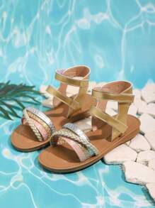 1 Pair Girl's Flat Outdoor Beach Sandals, Suitable For Spring/Summer