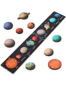 可移动太阳系拼图，适合 3-6 岁儿童，儿童木制太空玩具，适合学龄前儿童的行星学习活动，适合男孩、女孩的礼物 - 彩色 - 查看 14