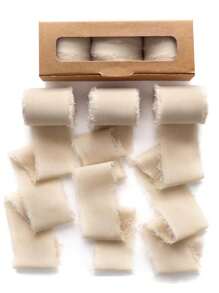 1.5 Inch X 16.4 Ft Beige Satin Ribbon, Christmas Chiffon Ribbon, Christmas Gift Ribbon Set, Suitable For Wedding Decoration, Wedding Invitations, Bouquet Wrapping, Fresh Flowers, Bridal Bouquet, DIY Crafts - Beige - View 2