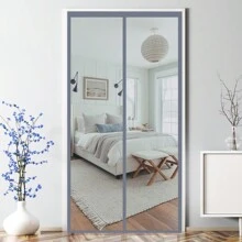 Cortina magnética contra mosquitos de fibra de vidrio gris de verano, de alta densidad, sin perforaciones, resistente a las arañazos de mascotas, mosquitera para el hogar y el garaje