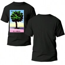 Playera Negra Hombre El arbol Casual 100% Algodón