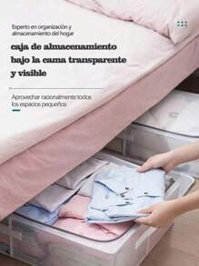 1 pieza: Caja de almacenamiento contemporánea impermeable de PVC con diseño rectangular y marco de acero, ideal para edredones, zapatos y almacenamiento bajo cama - transparente - Ver 4