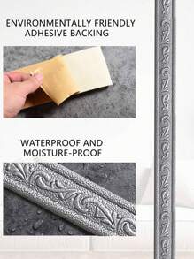1pc Self-Adhesive 3d Stereo Waistline Baseboard Line Sticker Decorative Frame Wallpaper For Waterproof Skirting Line, Top Corner Line, Wall Bottom Sticker,Renovation Stickers Peel Wall Panels,Wall Paper, Wallpapers,Spring Decoration Items Refresh Your Home,Rama Decoration Stickers - Silver - View 6