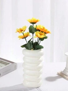 1 Pc Plastic Vase, Solid Color Flower Vase, Unbreakable Vase For Flower Arrangement, Creative Shaped Dry Flower Container, Large Capacity Planter, Multipurpose Flower Stand, Seedling Planter, Reusable And Durable, Suitable For Living Room, Bedroom, Kitchen, Bathroom, Outdoor, Party, Office, Banquet, Exhibition, Meeting, Fresh And Artificial Flowers Like Tulips, Roses, Succulents, Lilies Etc.