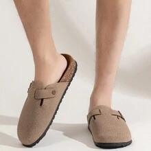 Men Slip-On Sandals With Covered Toe & Thick Sole, Casual Elevated Loafers For Summer, Couples Shoes