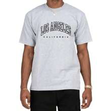 CAMISETA Masculina Algodão Adulto Plus Size Infantil Streetwear Los Angeles California City Moda - Cinza - Visão 1